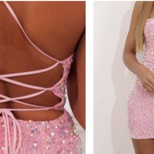 Lucy in the Sky PINK Ivy Cowl Sequin Dress! XS!